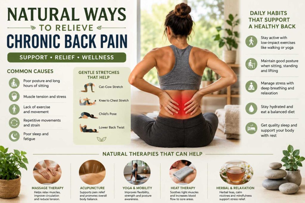 Natural ways to relieve back pain infographic